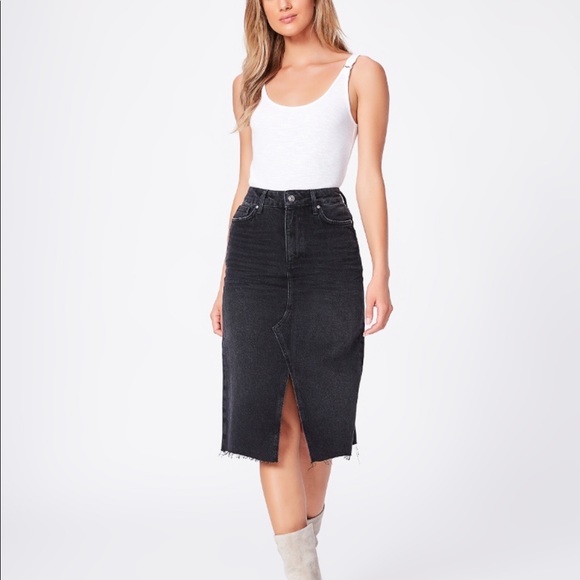 PAIGE Dresses & Skirts - Paige Meadow Midi Denim Skirt Lilith Black 30